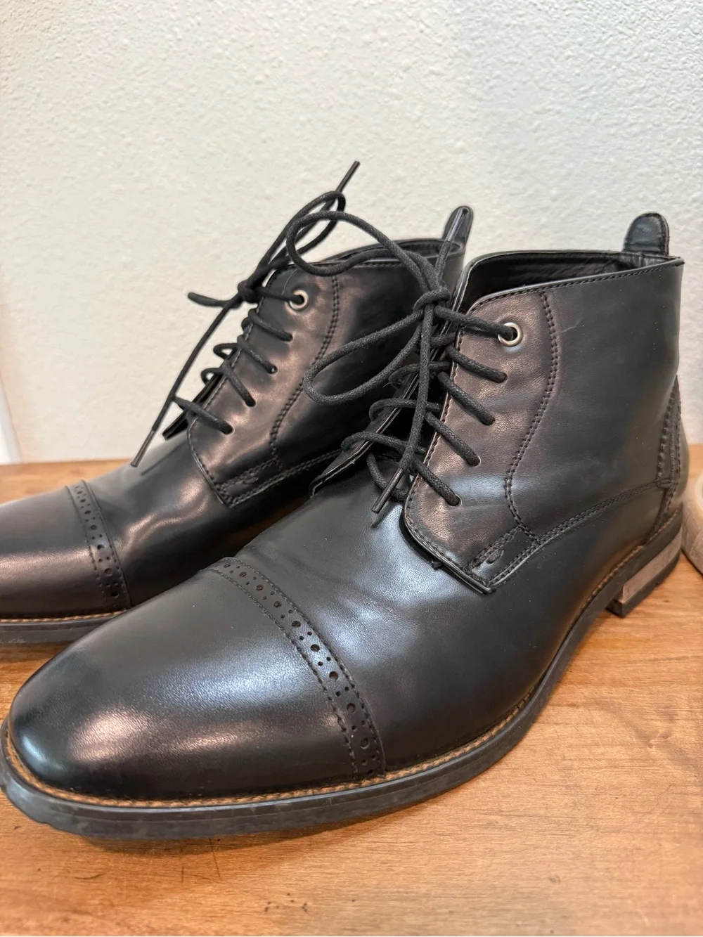 Bruno Marc Black Cap Toe Ankle Boots Mens 10 Lace Up Dress Boots